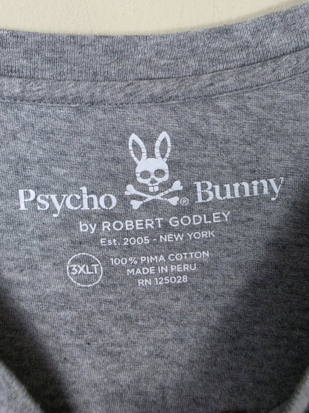 Psycho Bunny Men's Skull Crossbones Graphic T-Shirt Gray 3XLT Streetwear - Picture 7 of 10